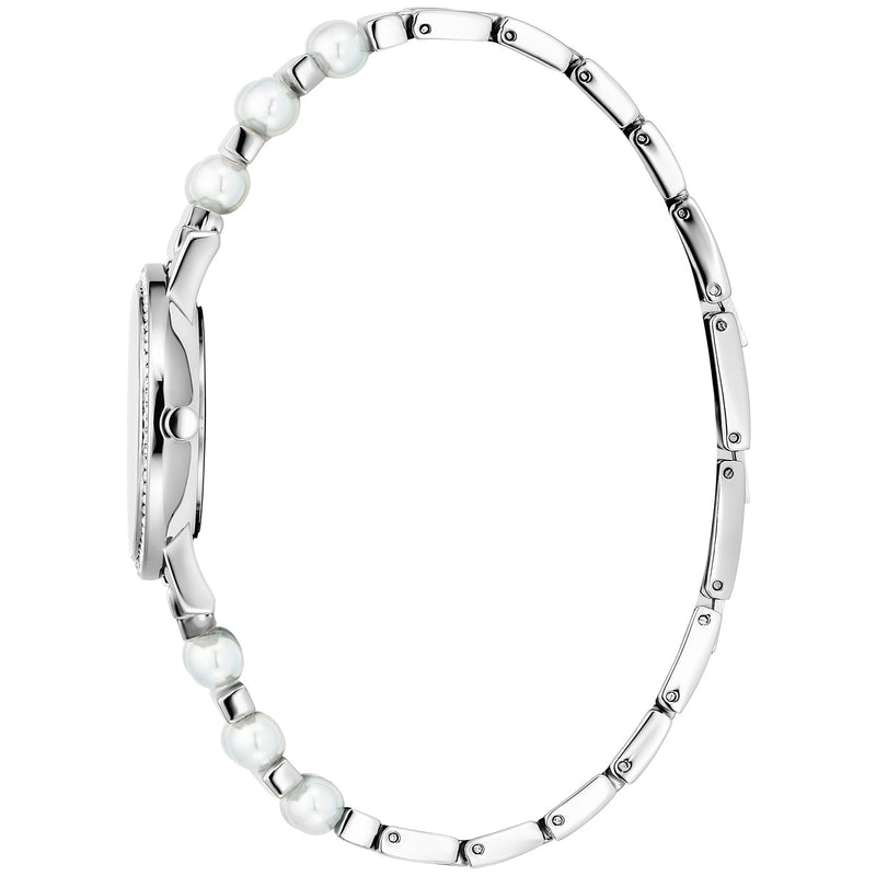 Julie Julsen Damen Armbanduhr PEARLS silber mit weißen Perlenuhrband 3 atm