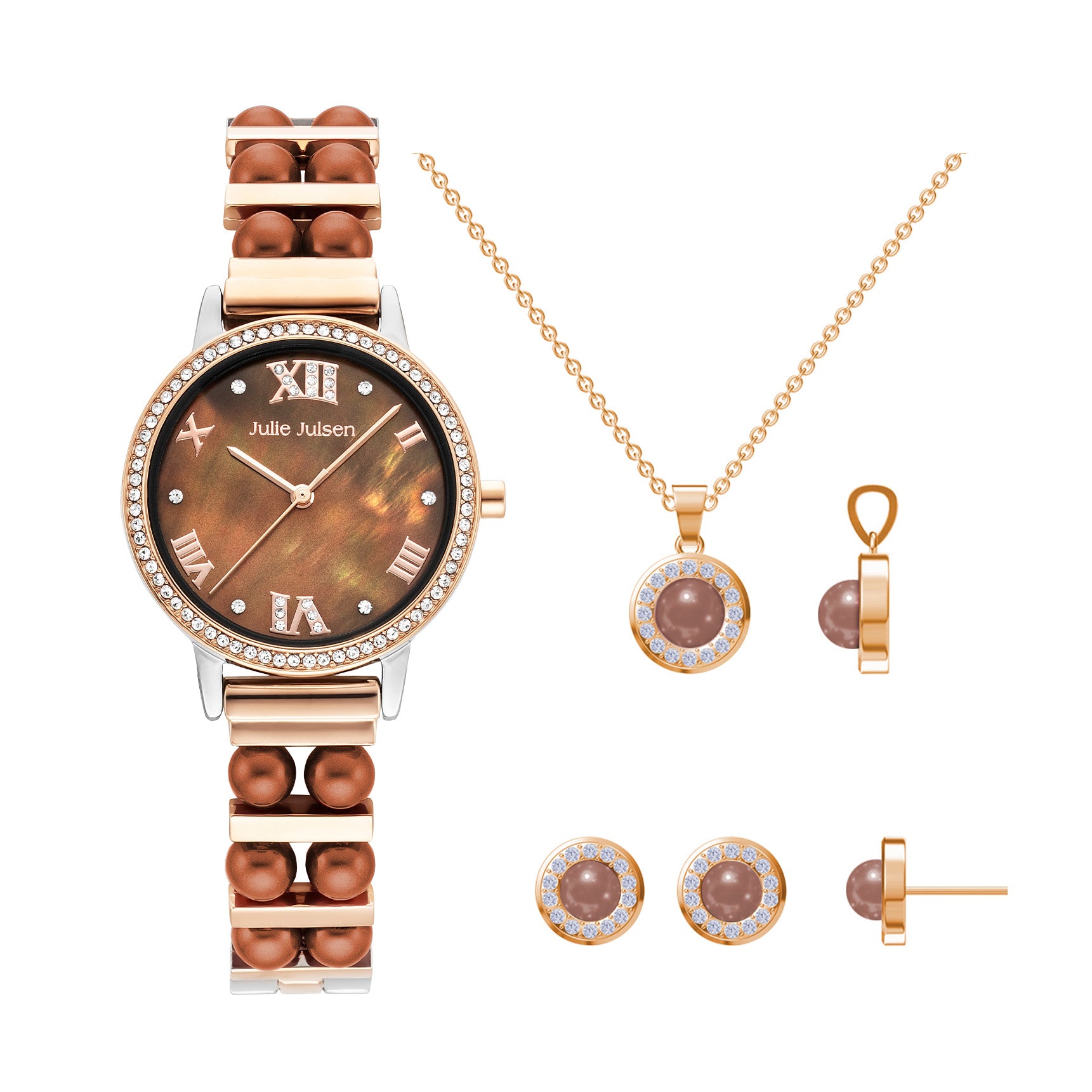 Julie Julsen Damenuhr Set BROWN PEARL