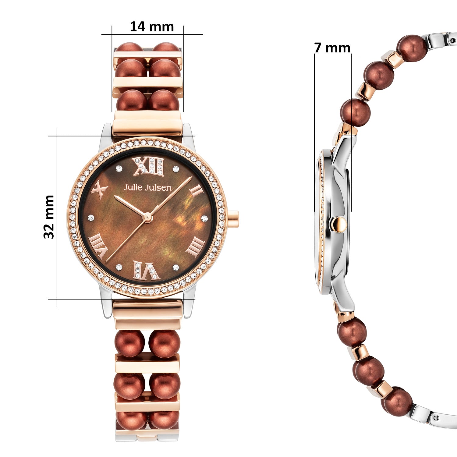 Julie Julsen Damenuhr Set BROWN PEARL