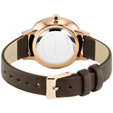 Julie Julsen Damenuhr SHINY II rosé vergoldet mit braunem Lederband und 72 weißen Zirkonia 3atm