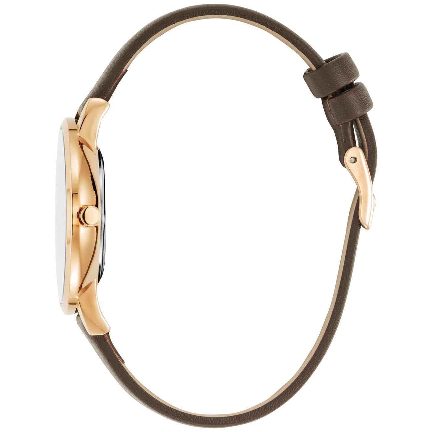 Julie Julsen Damenuhr SHINY II rosé vergoldet mit braunem Lederband und 72 weißen Zirkonia 3atm