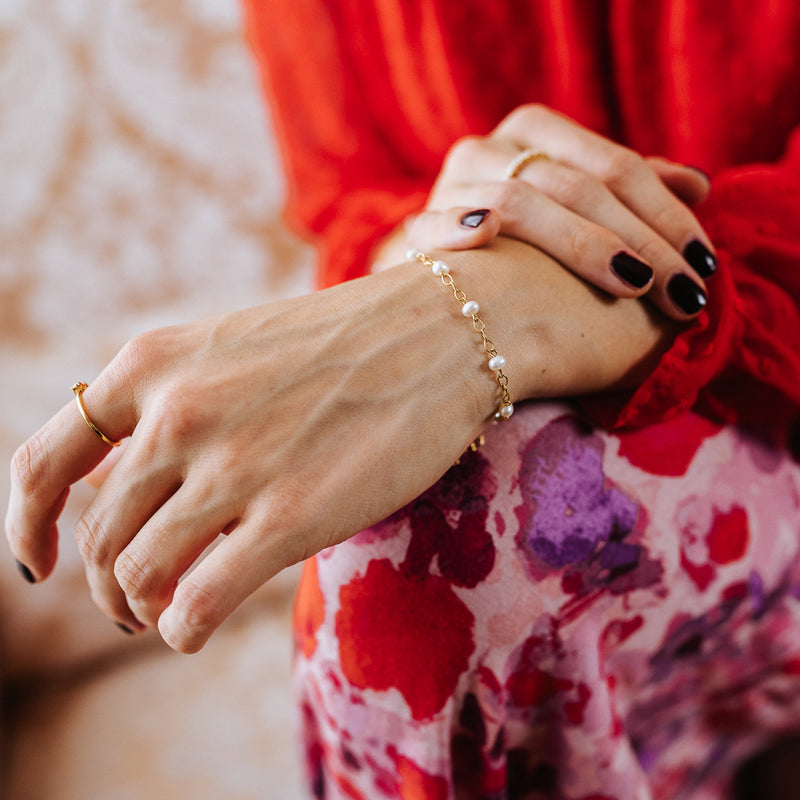 Julie Julsen, Armband vergoldet mit 8 Perlen, 19 cm