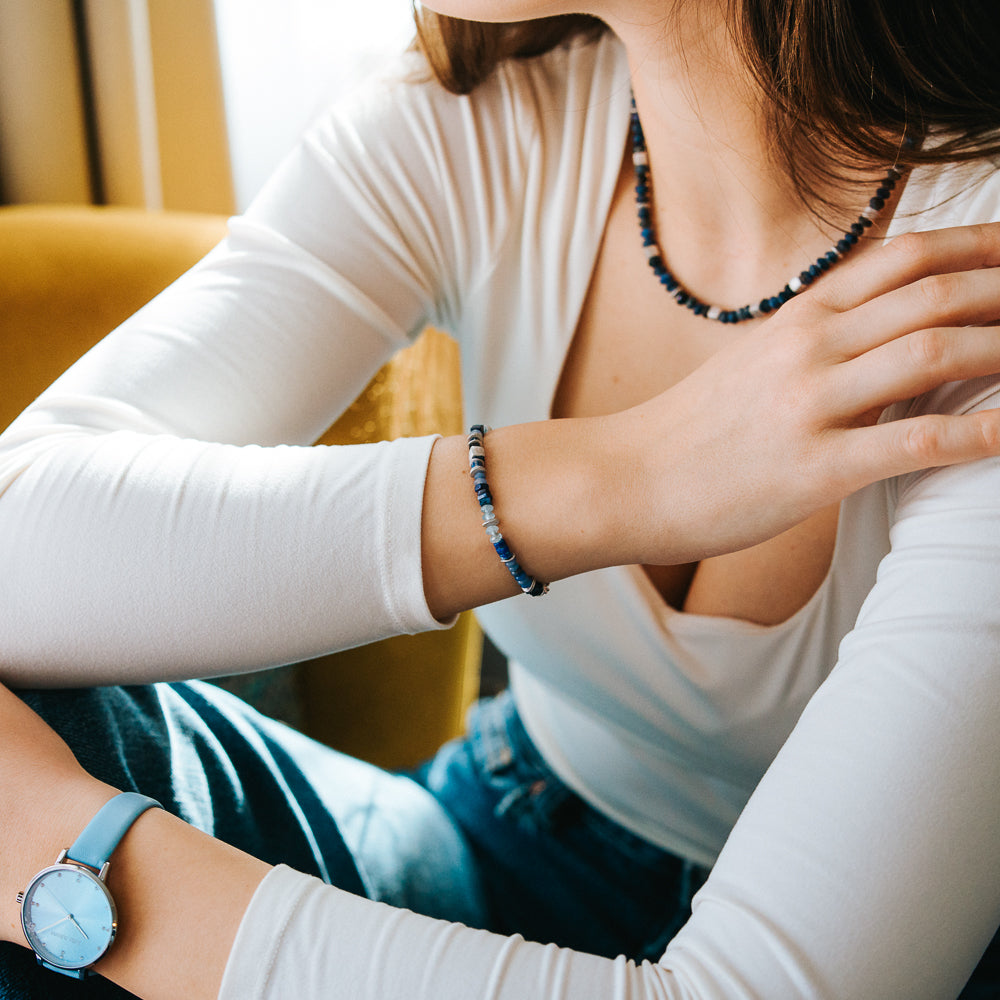 Julie Julsen Loving Stones, Armband aus blauen Edelsteinen -Lapis, Aventurin, Dumortierit, Aquamarine, Dumortierit
