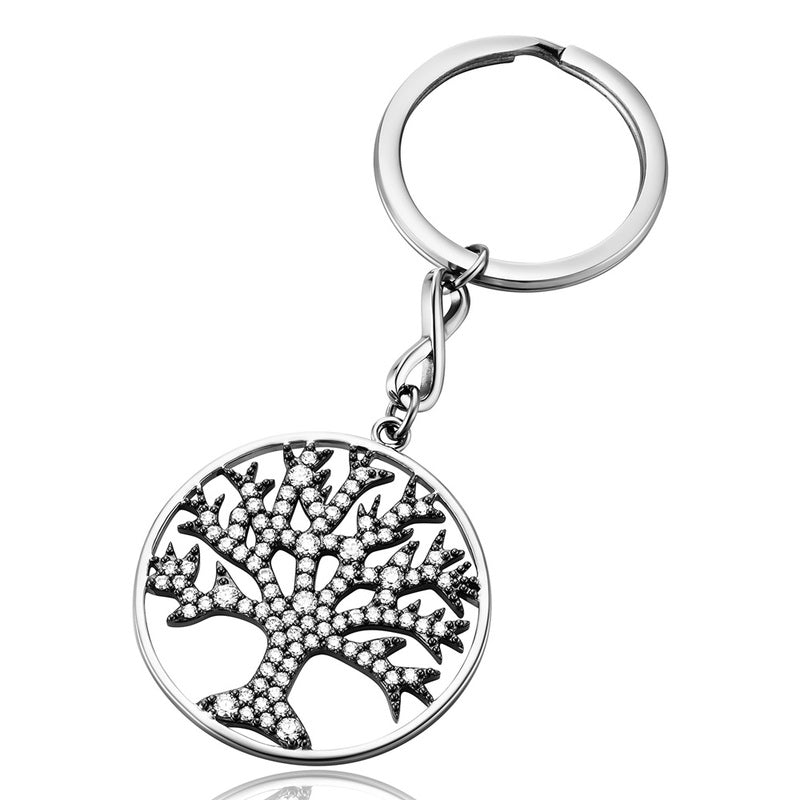 Julie Julsen Schlüsselanhänger LEBENSBAUM Stahl schwarz mit 97 Zirkonia