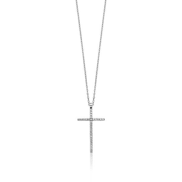 JULIE JULSEN NECKLACE with PENDANT CROSS SILVER with 28 ZIRCONIA