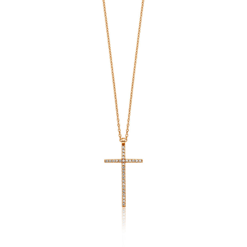 JULIE JULSEN KETTE mit ANHÄNGER KREUZ ROSÉ VERGOLDET mit 28 ZIRKONIA
