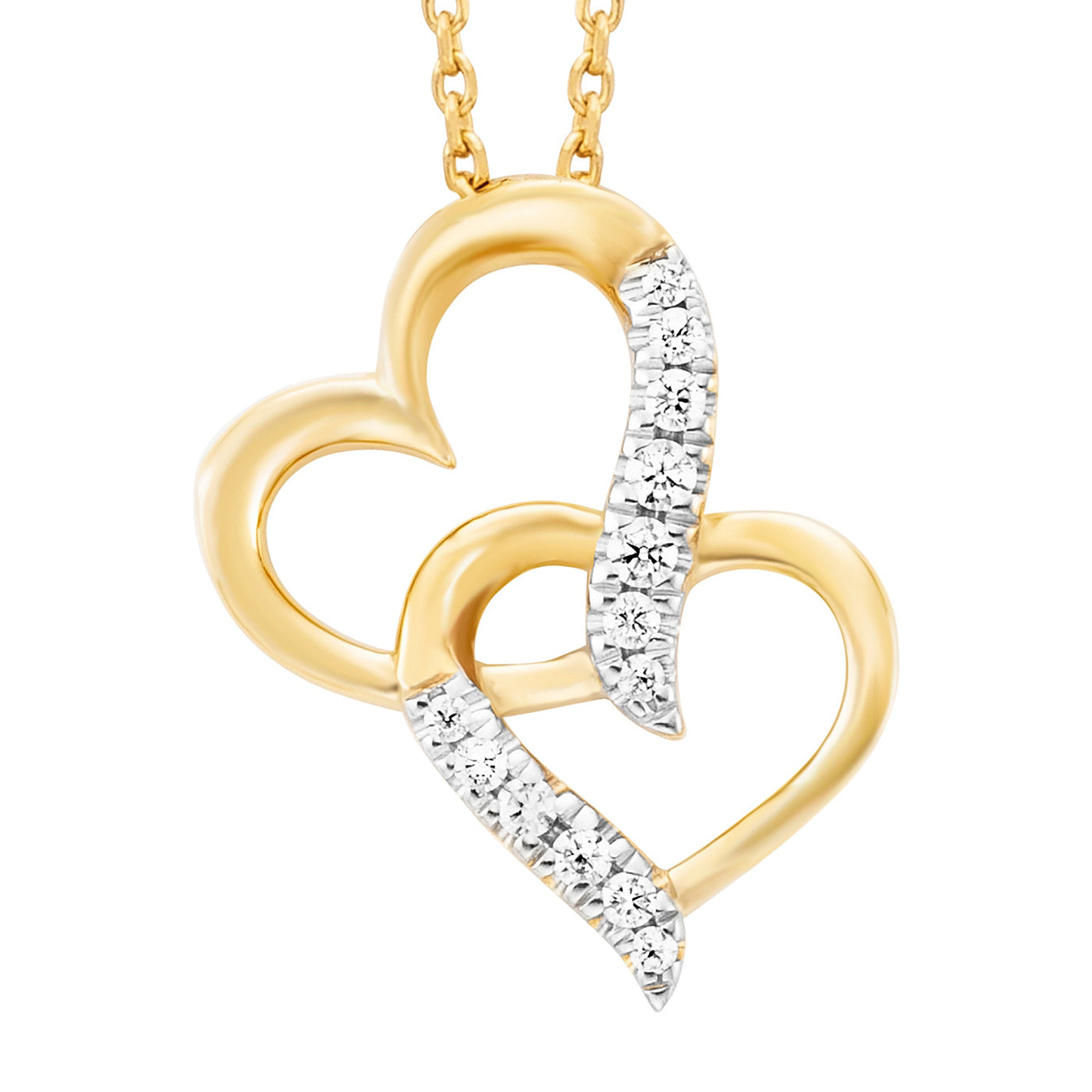Julie Julsen, Kette mit Anhänger HERZEN vergoldet mit 13 Zirkonia