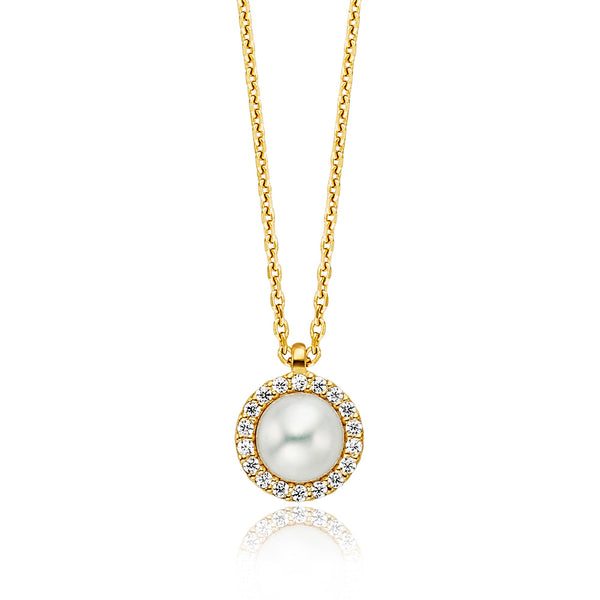 JULIE JULSEN CHAIN ​​GOLD PLATED with 1 FRESHWATER PEARL and 18 ZIRCONIA