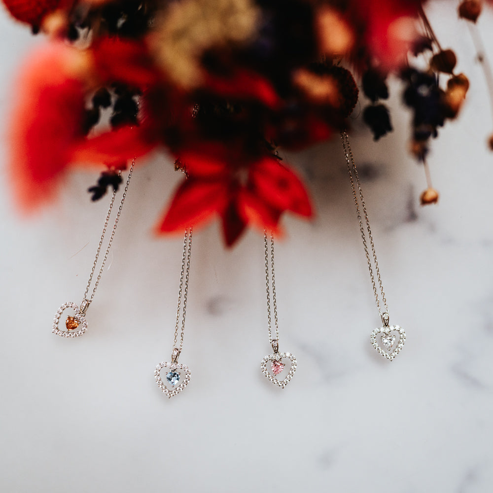 Julie Julsen, Kette mit Anhänger HERZ silber mit Zirkonia champagne