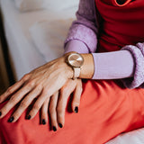 Julie Julsen Uhr, Color Blush, Lederband cremerosa, 16 Zirkonia, 30m