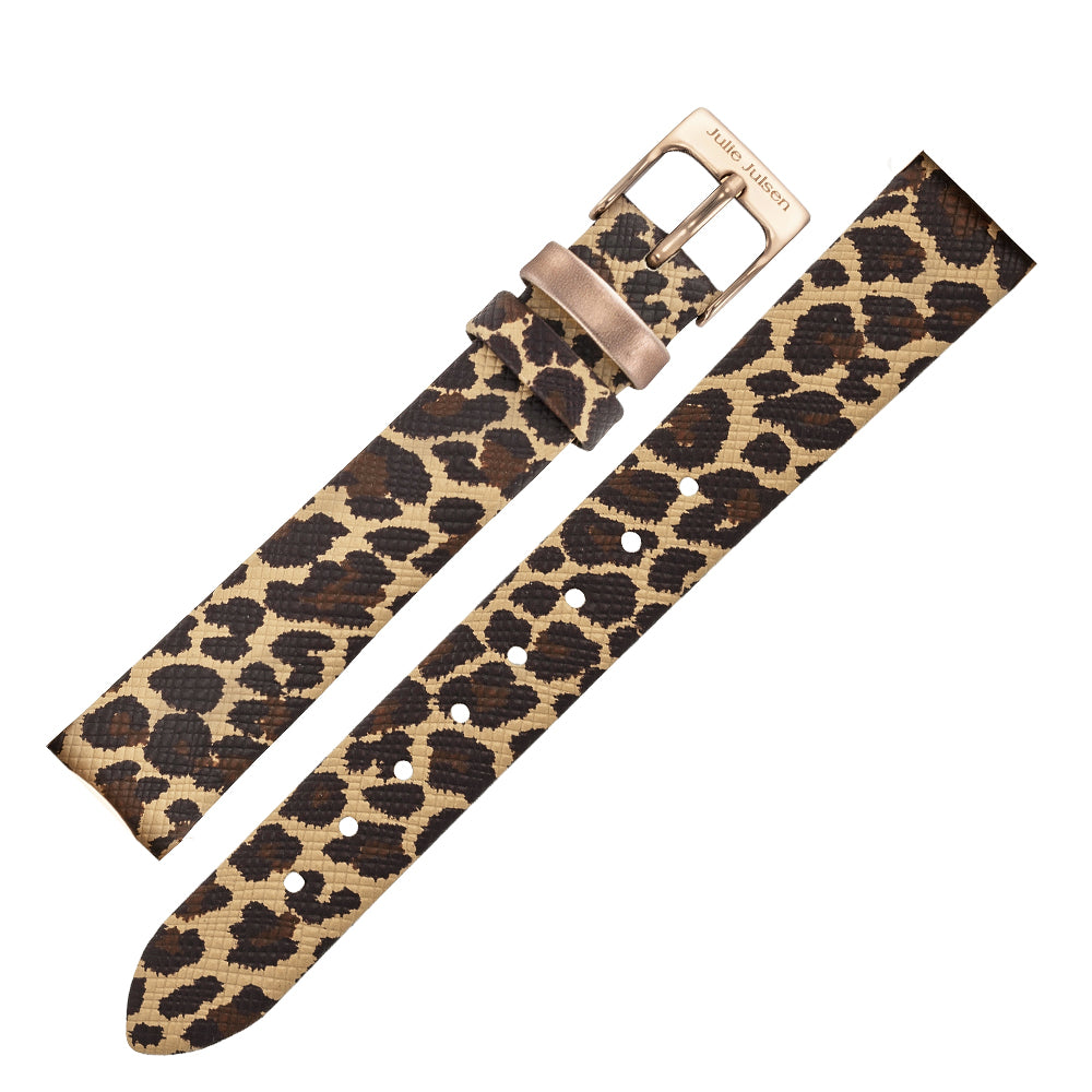JULIE JULSEN LEDERBAND LEOPARD / V-ROSÉ >PIN SYSTEM< Uhrenarmbänder Julie Julsen Default Title